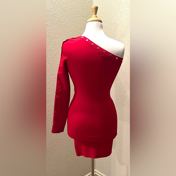 ALEXANDER WANG Snap Trimmed Asymmetrical Bodycon Long Sleeve Mini Dress M 8 $795 - Picture 7 of 11